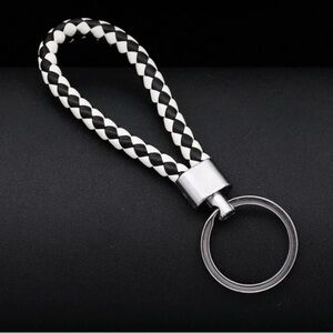 Black & White Braided & Red Braided Keychain 2pc Set